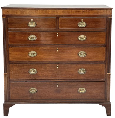 Lot 668 - An early 19th century mahogany chest of drawers.