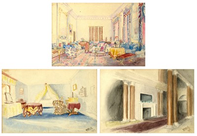 Lot 150 - Three Edwardian interior watercolours.