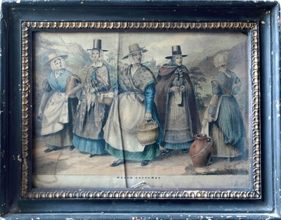 Lot 16 - A coloured print of five ladies in Welsh costume.