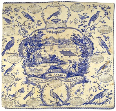 Lot 299 - Handkerchief or scarf 'The Aviary or Bird Fancyers Recreation' by J. Laughton