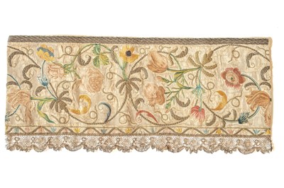 Lot 310 - A piece of fine 18th century silk embroidery