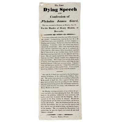 Lot 601 - 'The Last Dying Speech and Confession of Nicholas James Gard,'