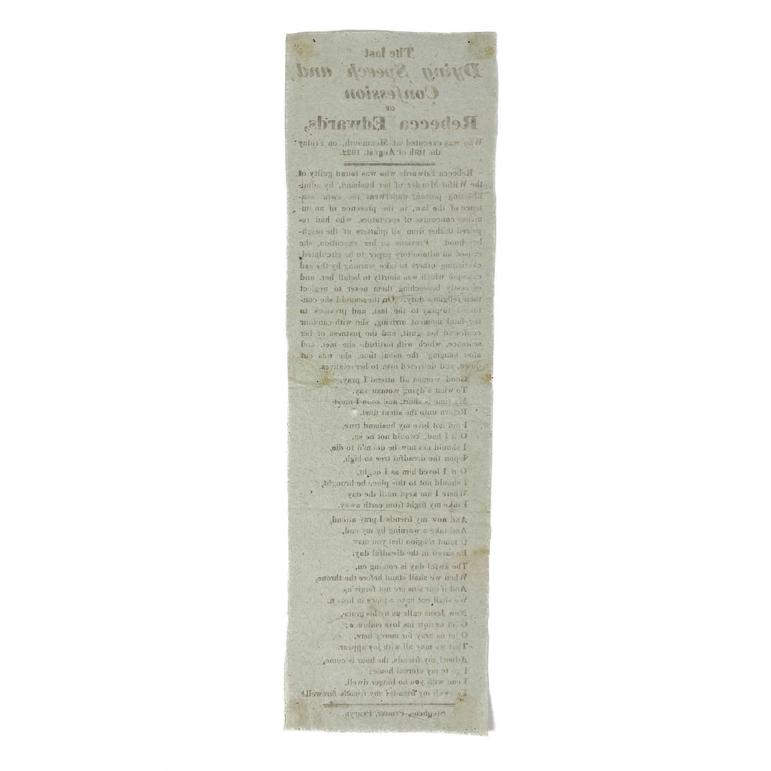 Lot 600 - The Assizes and crime. Three broadsheets