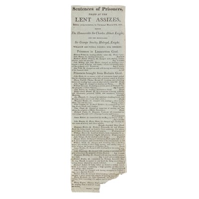 Lot 600 - The Assizes and crime. Three broadsheets printed in Cornwall.