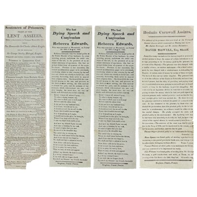 Lot 600 - The Assizes and crime. Three broadsheets printed in Cornwall.