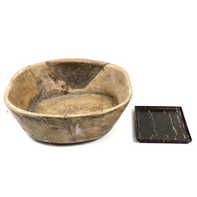 Lot 102 - A Japanese burl wood rectangular tray, 19th century.