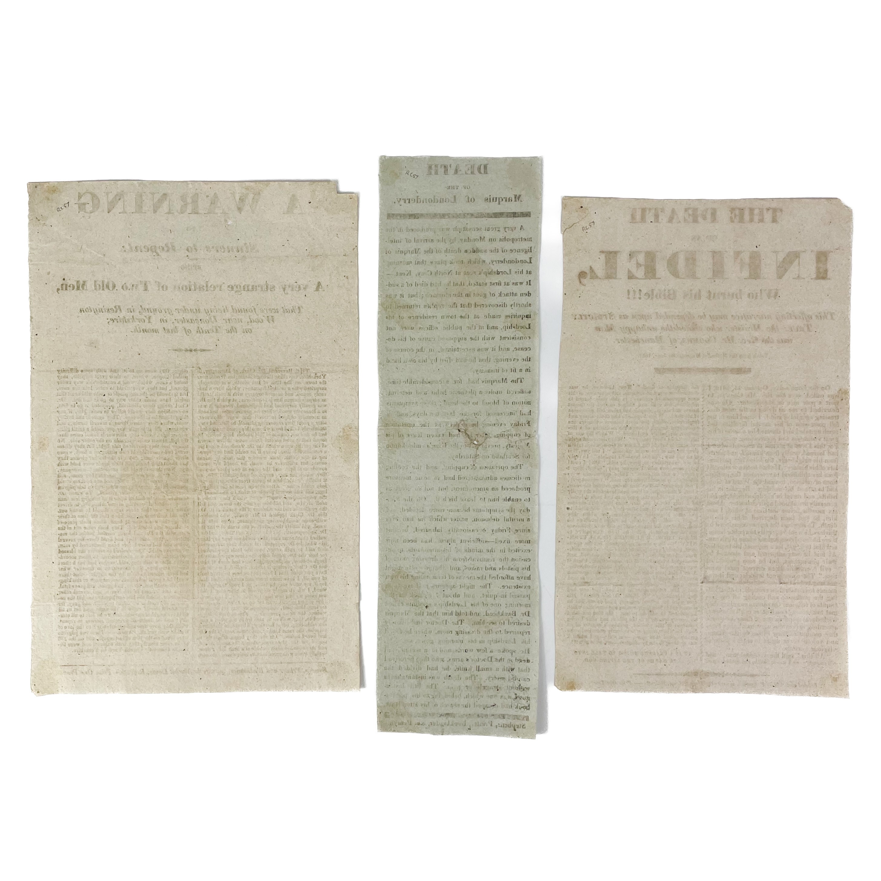 Lot 592 - Three early 19th century Cornish printed