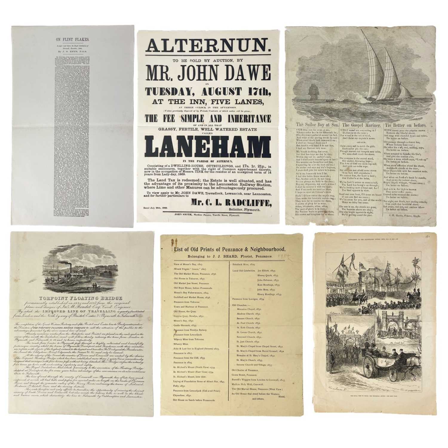 Lot 588 - Six printed broadsheets and ephemera.