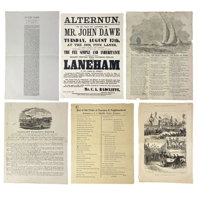 Lot 588 - Six printed broadsheets and ephemera.