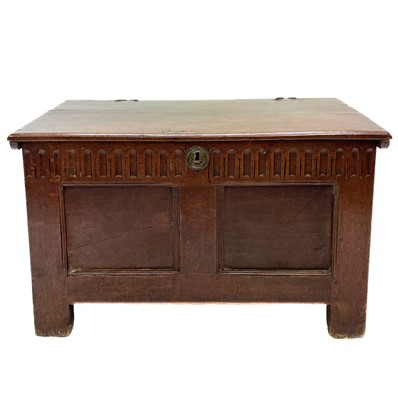 Lot 116 - An 18th century small oak coffer.