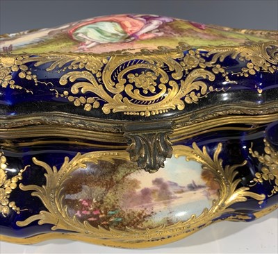 Lot 1478 - A late 19th century Sevres style porcelain box...