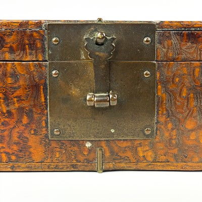 Lot 15 - A Chinese burl wood rectangular box, 19th century.