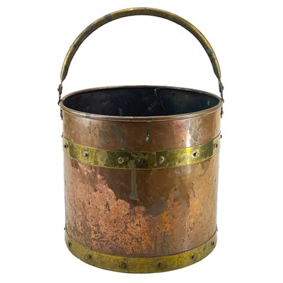 Lot 93 - A brass bound copper log bin.