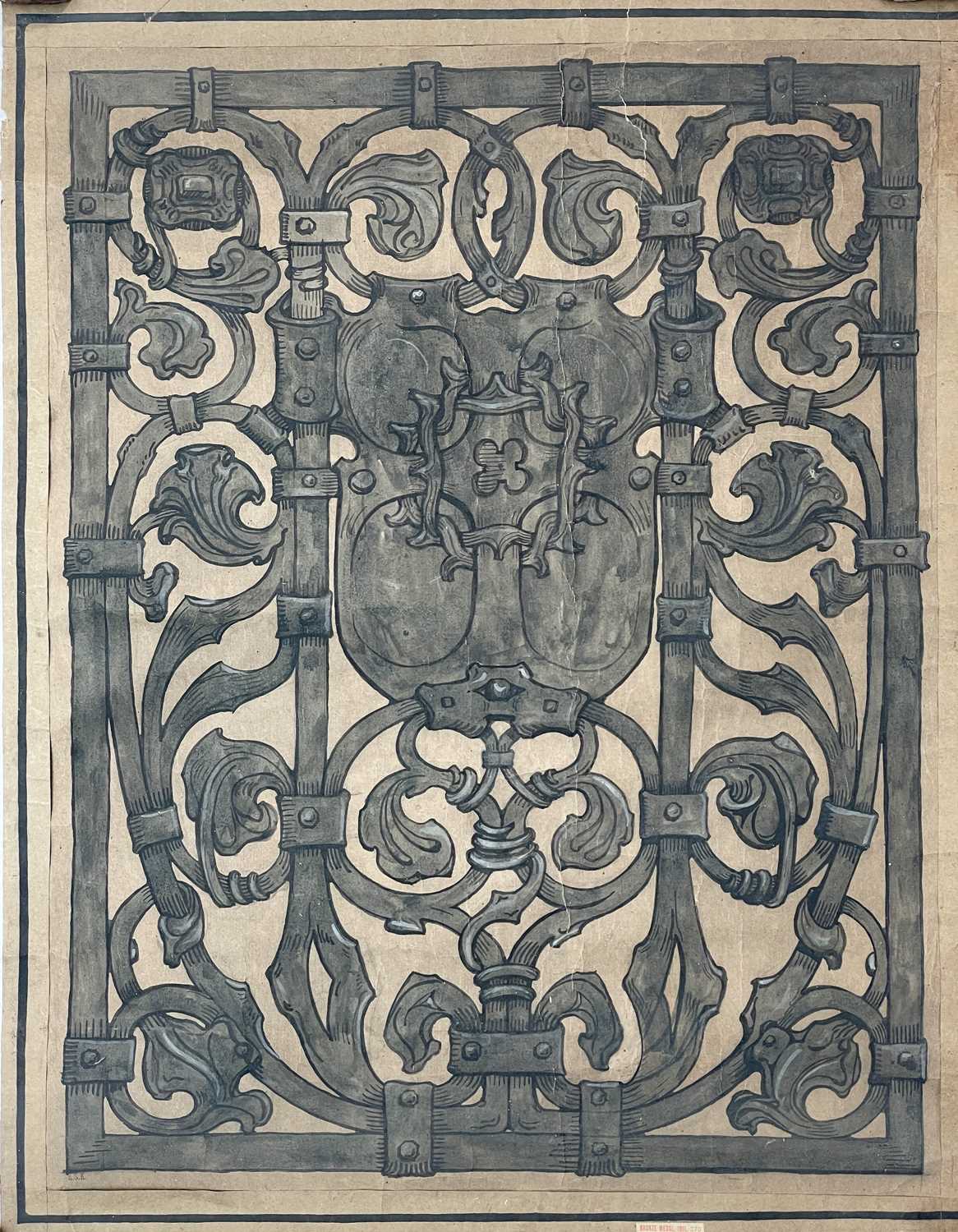 Lot 16 - A design for an Arts and Crafts wrought iron gate.