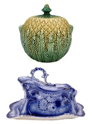 Lot 542 - A Victorian Majolica pineapple sugar bowl and cover.