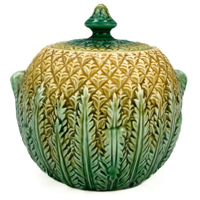 Lot 542 - A Victorian Majolica pineapple sugar bowl and cover.
