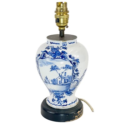 Lot 210 - A Dutch Delft blue and white baluster vase.