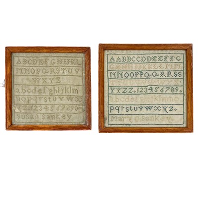 Lot 61 - Two small early 19th century samplers by the Sankey siblings.